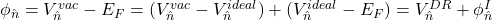 \phi_{\hat{n}} = V_{\hat{n}}^{vac} - E_F = (V_{\hat{n}}^{vac} - V_{\hat{n}}^{ideal}) + (V_{\hat{n}}^{ideal} - E_F) = V_{\hat{n}}^{DR} + \phi_{\hat{n}}^I