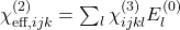  \chi^{(2)}_{\text{eff}, ijk} = \sum_{l} \chi^{(3)}_{ijkl} E^{(0)}_l 